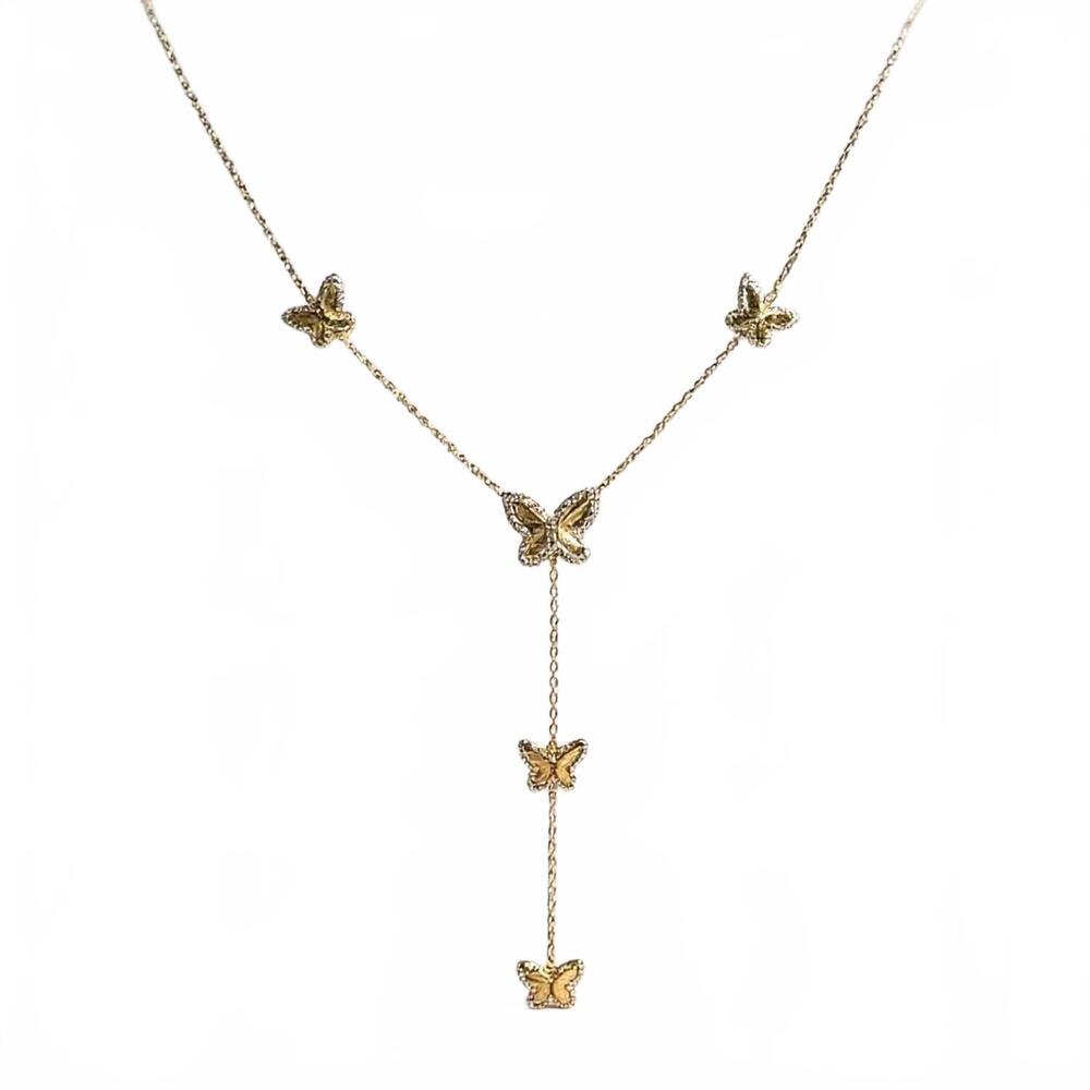 NEW ALLISON AVERY women's butterfly lariat necklace in gold